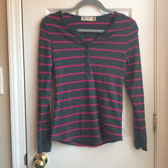 Striped Grey & Pink Faded Glory Sweater Shirt - Picture 1 of 6